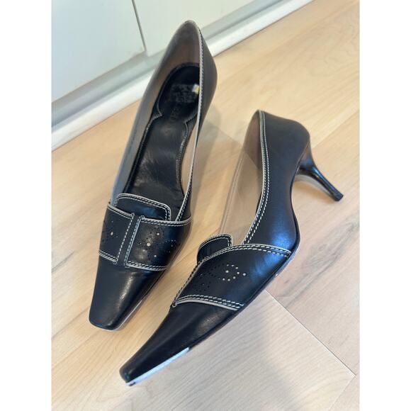 Women's Leather Heels Pumps Black Size 8 y2k era Cole Haan Classic - Picture 6 of 7